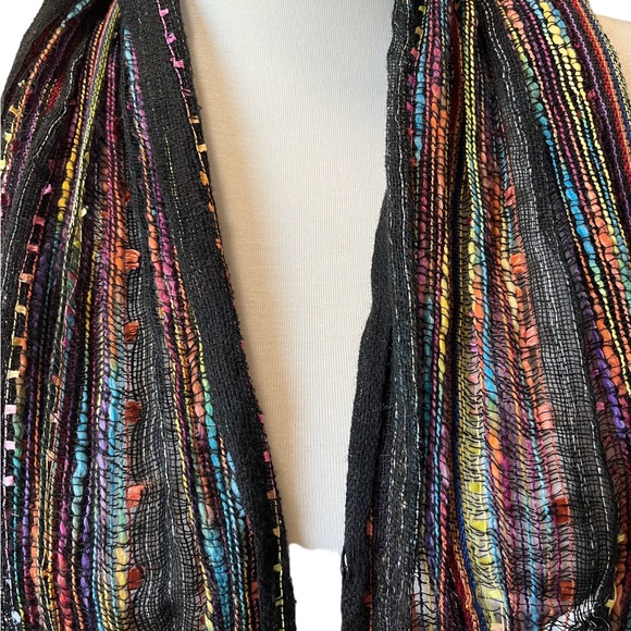 All Jazzed Up Multi-Color Long Scarf with Fringe - Picture 5 of 7